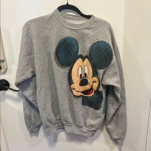Hanes Gray Sweatshirt with Iconic Mickey Mouse Graphic